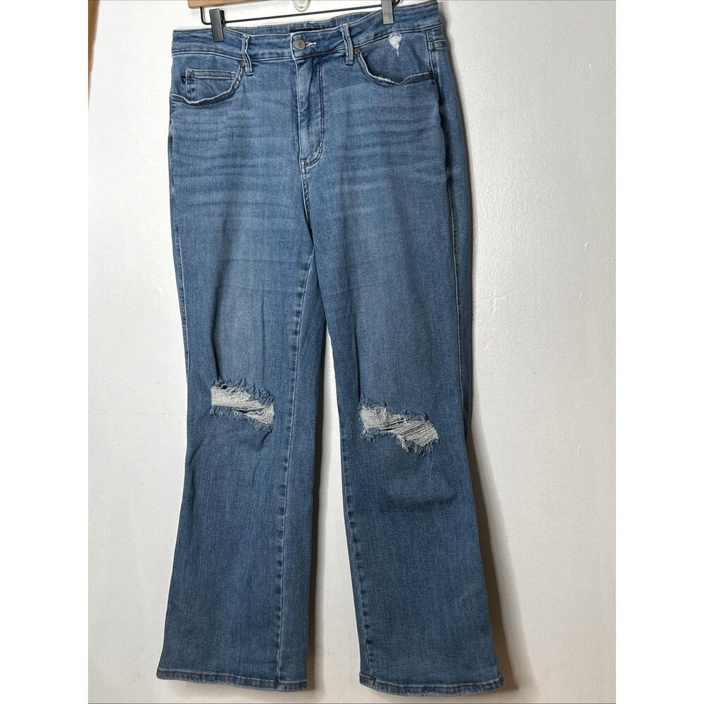 Judy Blue Jeans Women 18W High Rise Control Top Distressed Straight 88785